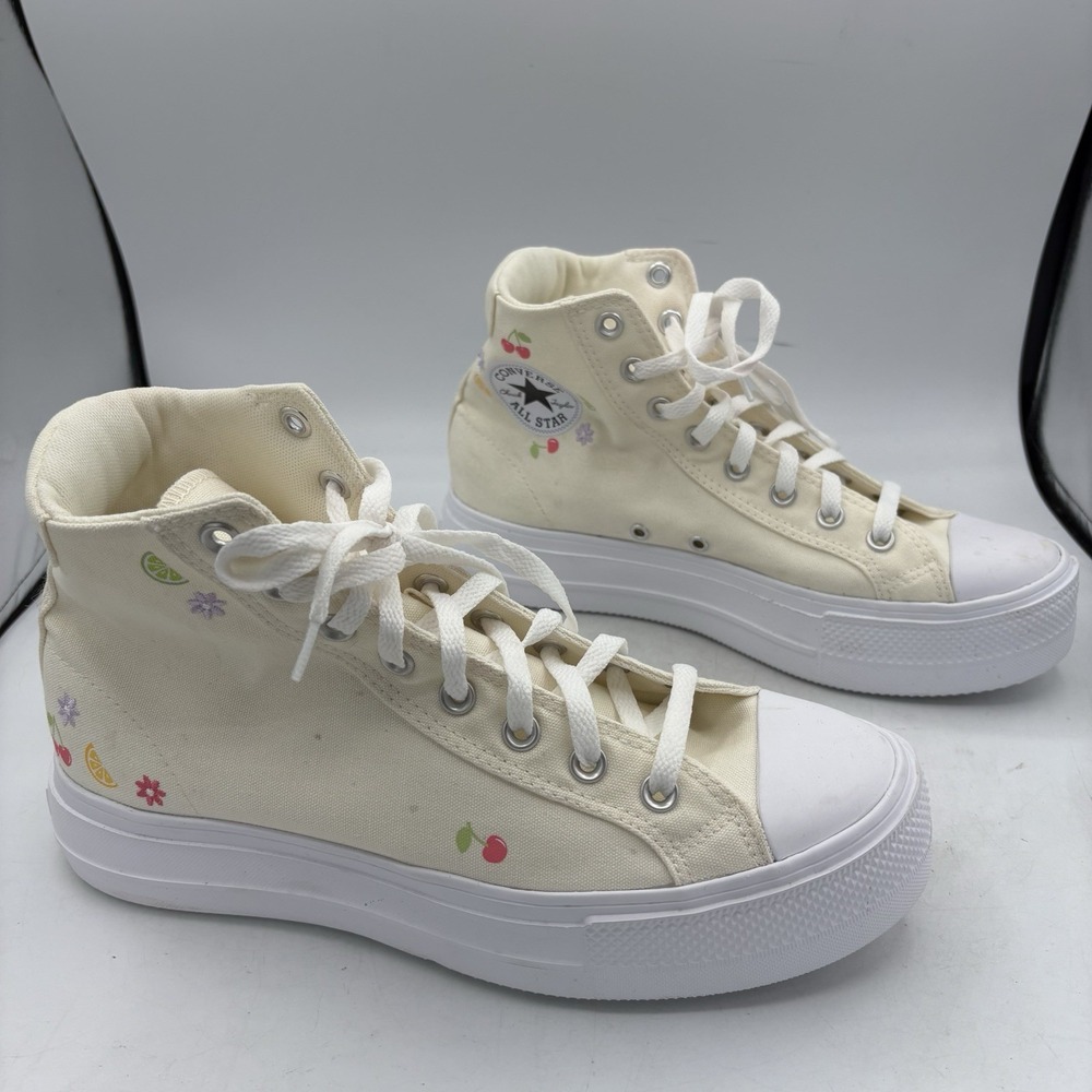 Converse Shoes Womens 10.5 Chuck Taylor All Star Platform High Top Fruit Embroid